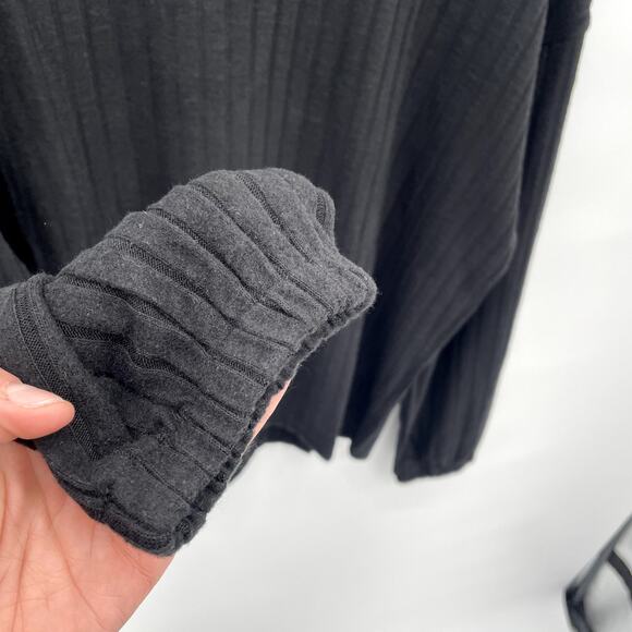 CHASER x EVEREVE NWT Black Ribbed Cutout Mock Neck Long Sleeve Top // M - Picture 8 of 11